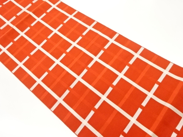 本場筑前博多格子模様織出し名古屋帯